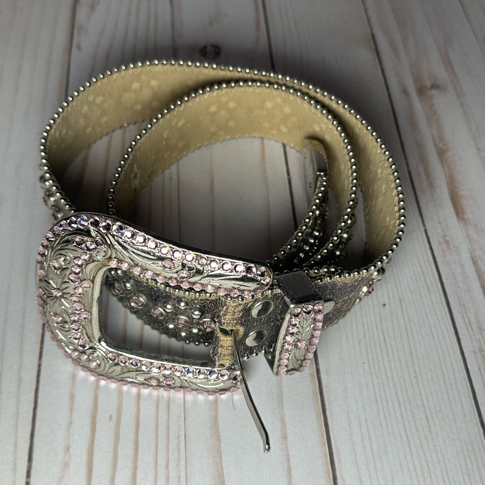 BB Simon Western Belt Cowgirl Silver Studded